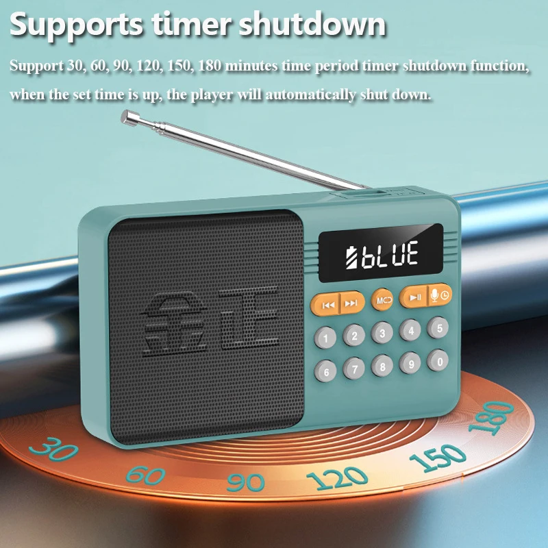 Mini Portable FM Radio High Sensitivity Radios Receiver Wireless Bluetooth Speaker HD Recorder Support TF Card USB Timer Shutdow