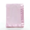Baby Blanket Solid Flannel Embroidered Satin Edging Quilt Soft Infant Boy Girls Monthly Swaddle Stroller Blanket Infantil Wrap 2