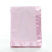 Baby Blanket Solid Flannel Embroidered Satin Edging Quilt Soft Infant Boy Girls Monthly Swaddle Stroller Blanket Infantil Wrap 2