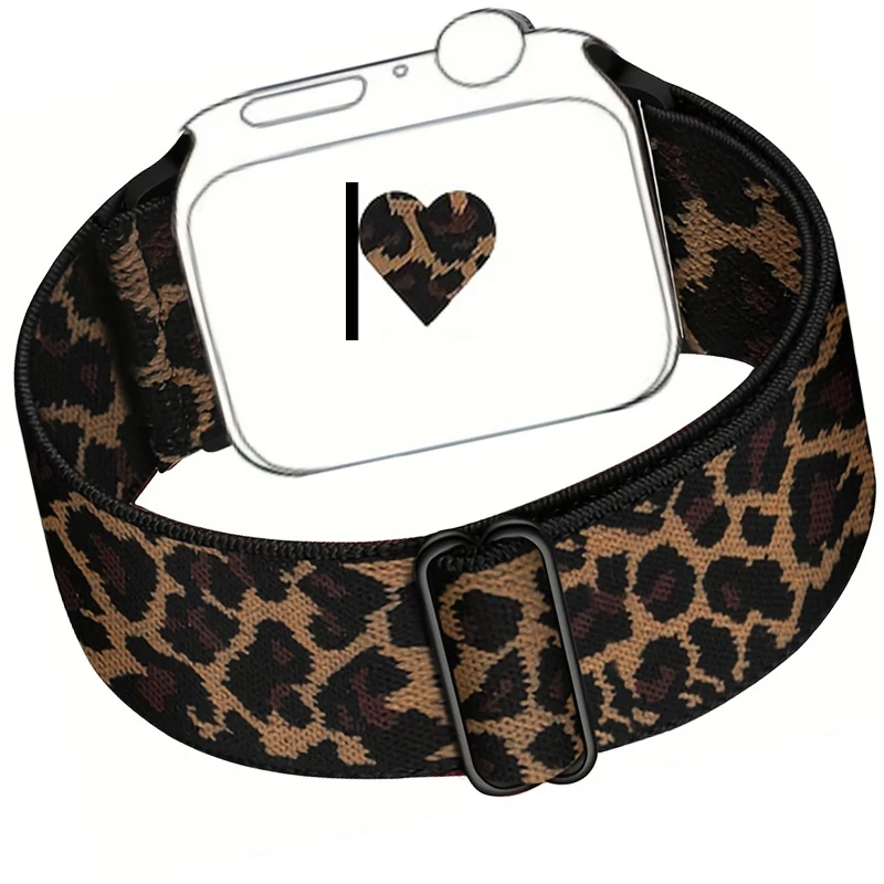 Leopard Nylon Elastic Solo Loop Adjustable Bracelet