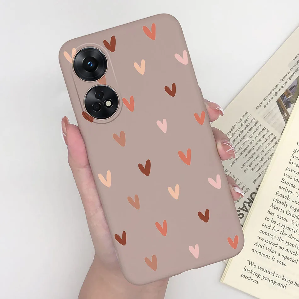 Fashionable Heart & Flower Cat Design Silicone Shockproof Phone Case - Frosted Back Cover