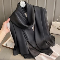 90*180cm Fashion Luxury Solid Color Silk Scarf Women Soft Smooth Scarves Head Wrap Hijab Outdoors Muffler Long Shawl Beach Towel 2