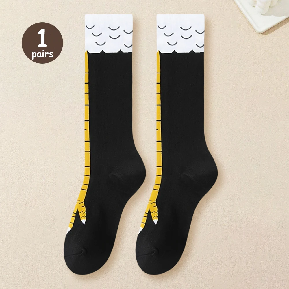 Women Thigh High Stockings Chicken Feet Print Long Socks Over Knee Socks Funny Novelty Socks Cartoon Animal Paws Stockings
