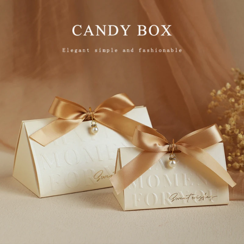 50PCS Kraft Paper Candy Gift Boxes with Ribbons – DIY Folding Favor Boxes for Wedding, ... - SKU FGB60959 - UGI Packaging
