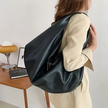 Grandi borse a tracolla nere per donna Borsa shopper grande Hobo Borsa a tracolla in morbida pelle di qualità tinta unita Borsa da viaggio da donna