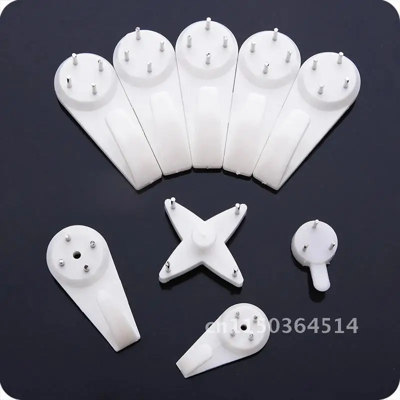 Description Picture 3 of item10pcs Seamless White Plastic Invisible Wall Mount Photo Picture Frame Nail Hook Hanger Hard Picture Frame Wall Hooks Nail