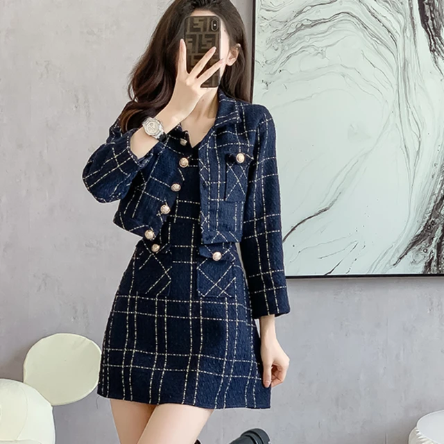 AmeriVINTAGE CHECK JACKET MINI DRESS