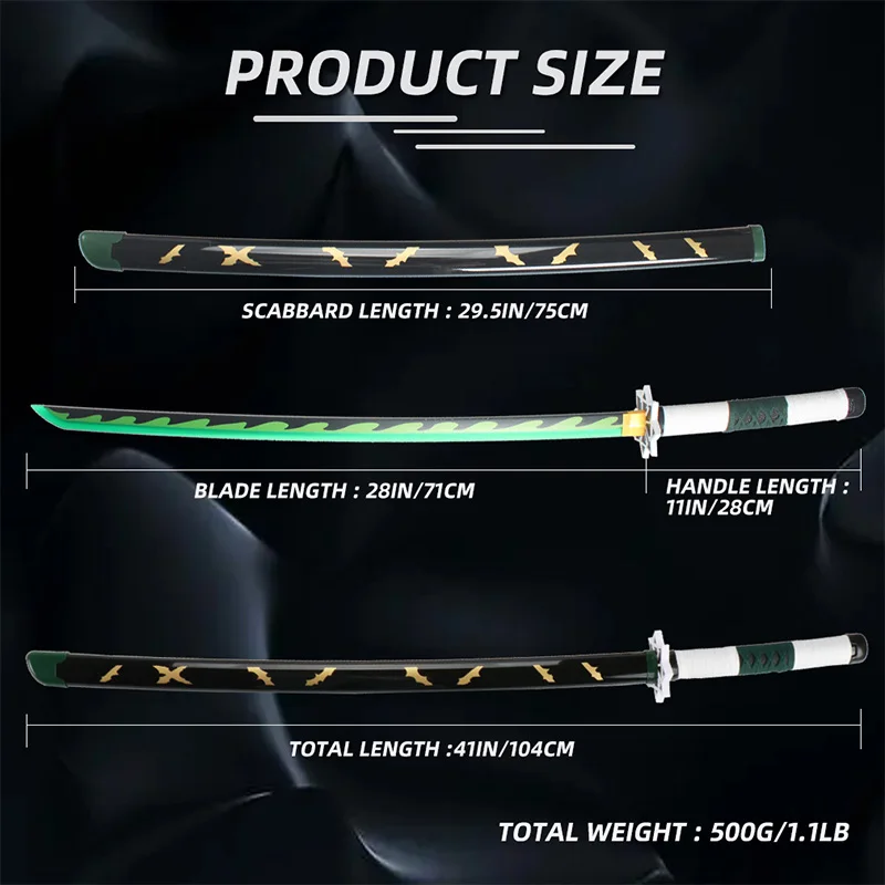 Demon Slayer Katana Light up Cosplay Toy Sword  104cm /41" Halloween Gift Tsuyuri Kanao  Kokushibou with Belt and Sword Holder 4