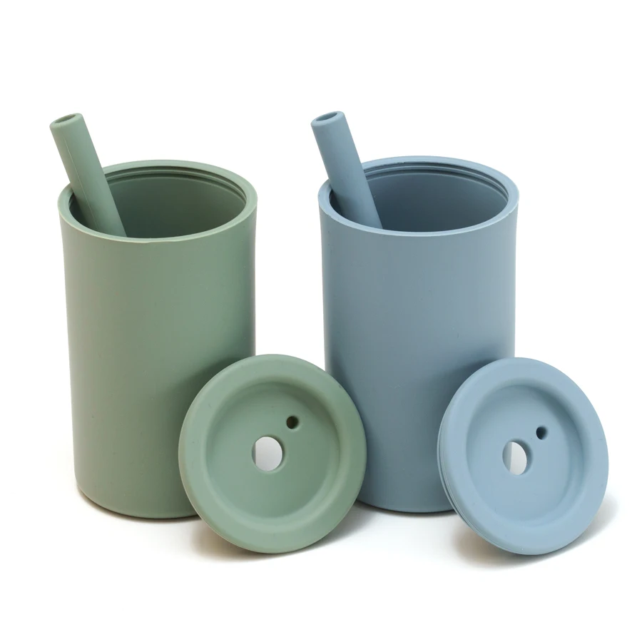 Drinking Cup Silicone Cups Feeding Cup Baby Training Nontoxic Feeding Drinking Straw Cup Organic Detachable Sensory Sippy Tumbler Silicone Cup Baby Stuff