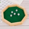Octagonal Dice Tray Wooden/PU Dice Storage Box Felts Lined Rolling Surface Board Game RPG Dice Box Key Wallet Coin Tray Desktop 3