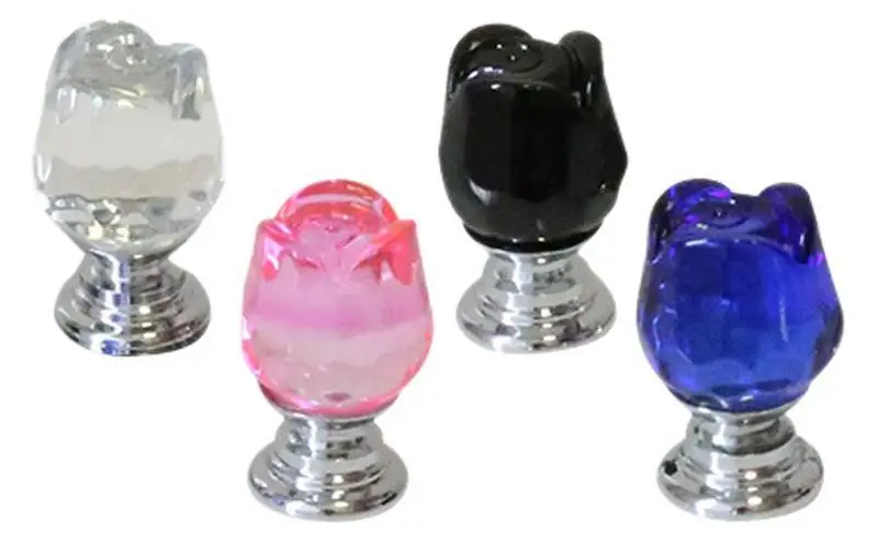 

Rose Drawer Knobs Fashionable rose Shape Design Crystal Cupboard Pulls Colorful Drawer Decoration Handle Furniture Hardware