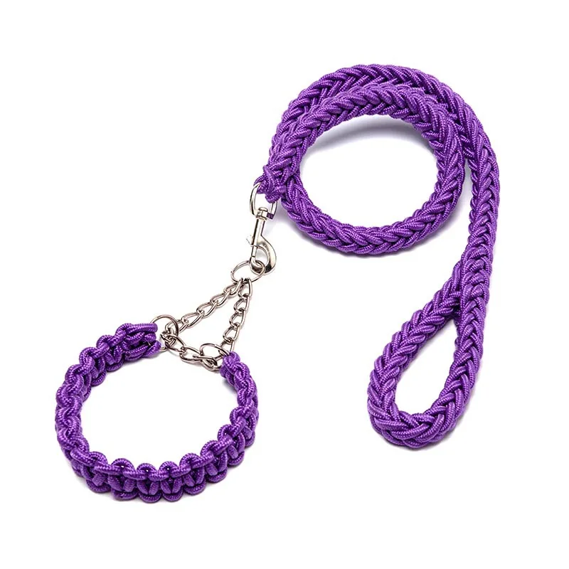 Braided Dog Collar Dog Leash Anti-impact P Chain Pet Leash Eight-strand Nylon dog leash dog collar pet collar