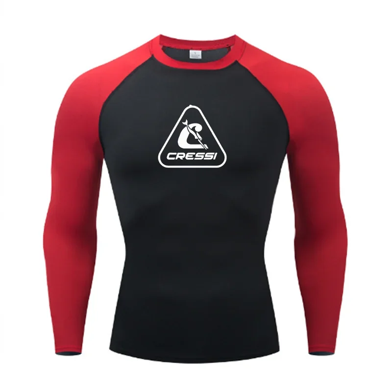 New Men's Long Sleeve Rash Guards Surf T-shirts UV Protection Swimsuit Surfing Diving Swimwear Swim Surf Beach Clothes Rashguard