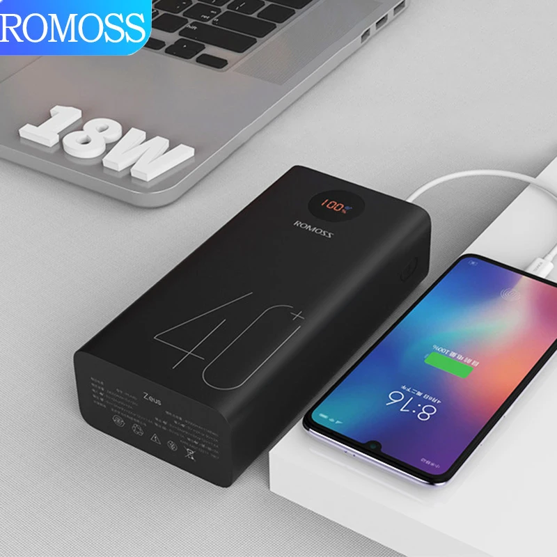 Пауэрбанк ROMOSS PEA 40, оригинальный портативный внешний аккумулятор, быстрая зарядка, 40000 мАч, мобильное зарядное устройство USB C для iPhone 14 13 12 Pro