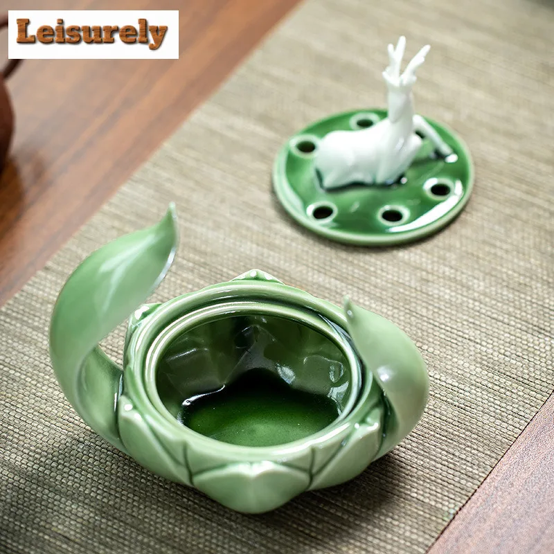 One Lotus Blossom Grows Deer Incense Holder Diffuser Incense Burners Meditation Scented Aromatic Candles Censer Home Craft Gift