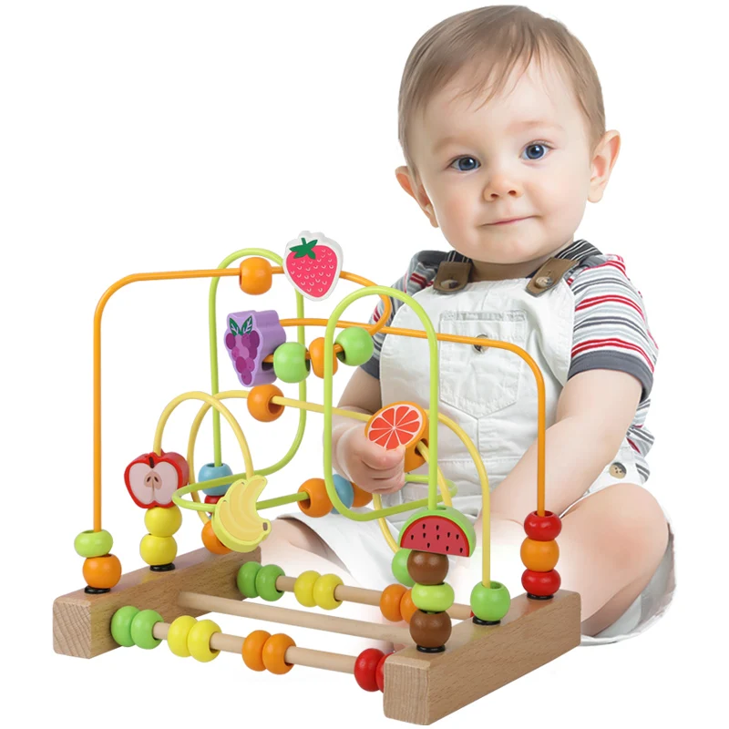 Montessori Baby Toys Wooden Roller Coaster Bead Maze Abacus Puzzle Educational Puzzle Math Game for Toddler Early Learning 4