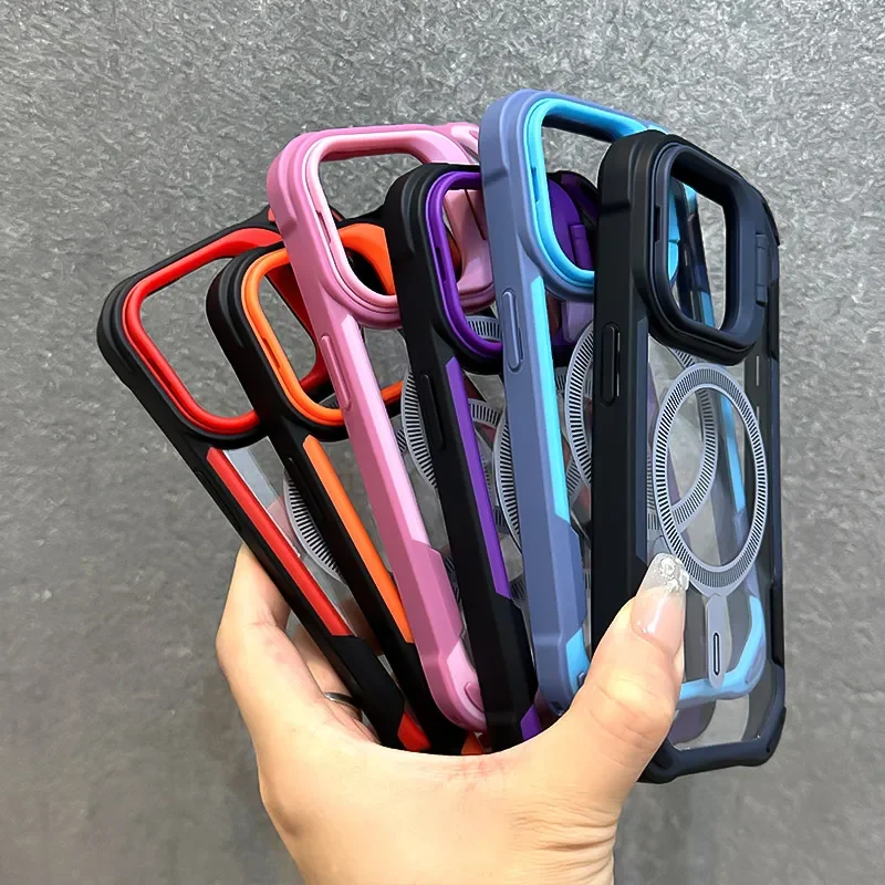Armor Fold Lens Stand Magnetic Case for iPhone - Back View