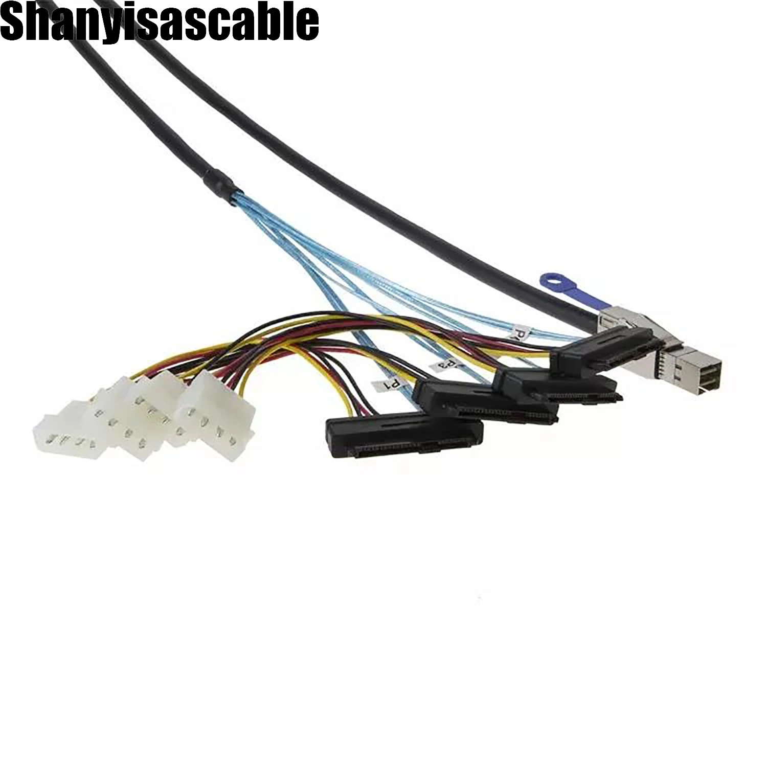 1.0M Mini SAS HD SFF-8644 to SFF-8482 with 4X Molex Power Connectors for Raid Controller to Hard Drive cable