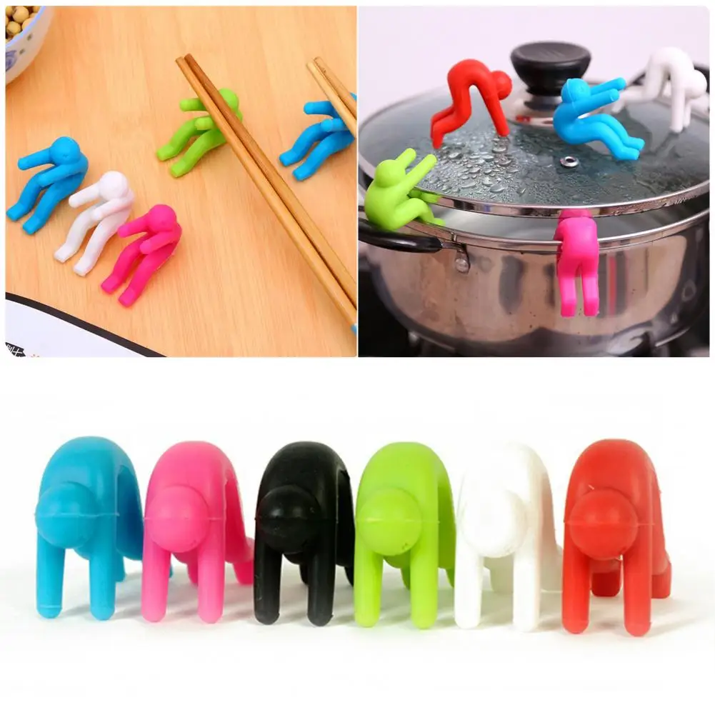 Pot Lid Storage Silicone Pot Lid Holder Lifter Set Human-shaped Kitchen Gadget for Cooking Reusable Cooking for Home for Cooking