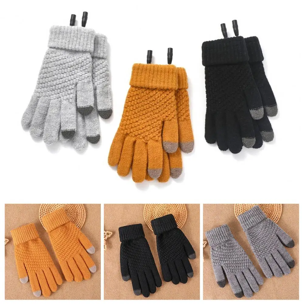 

1 Set Heat Gloves Knitted Winter Gloves Cold-proof Anti-scratch Warm Gloves