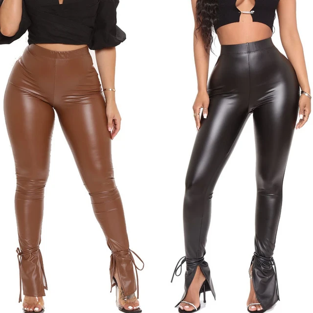 Plus Size Faux Leather Leggings  Stretch Leather Sexy Leggings - Plus Size  Sexy - Aliexpress