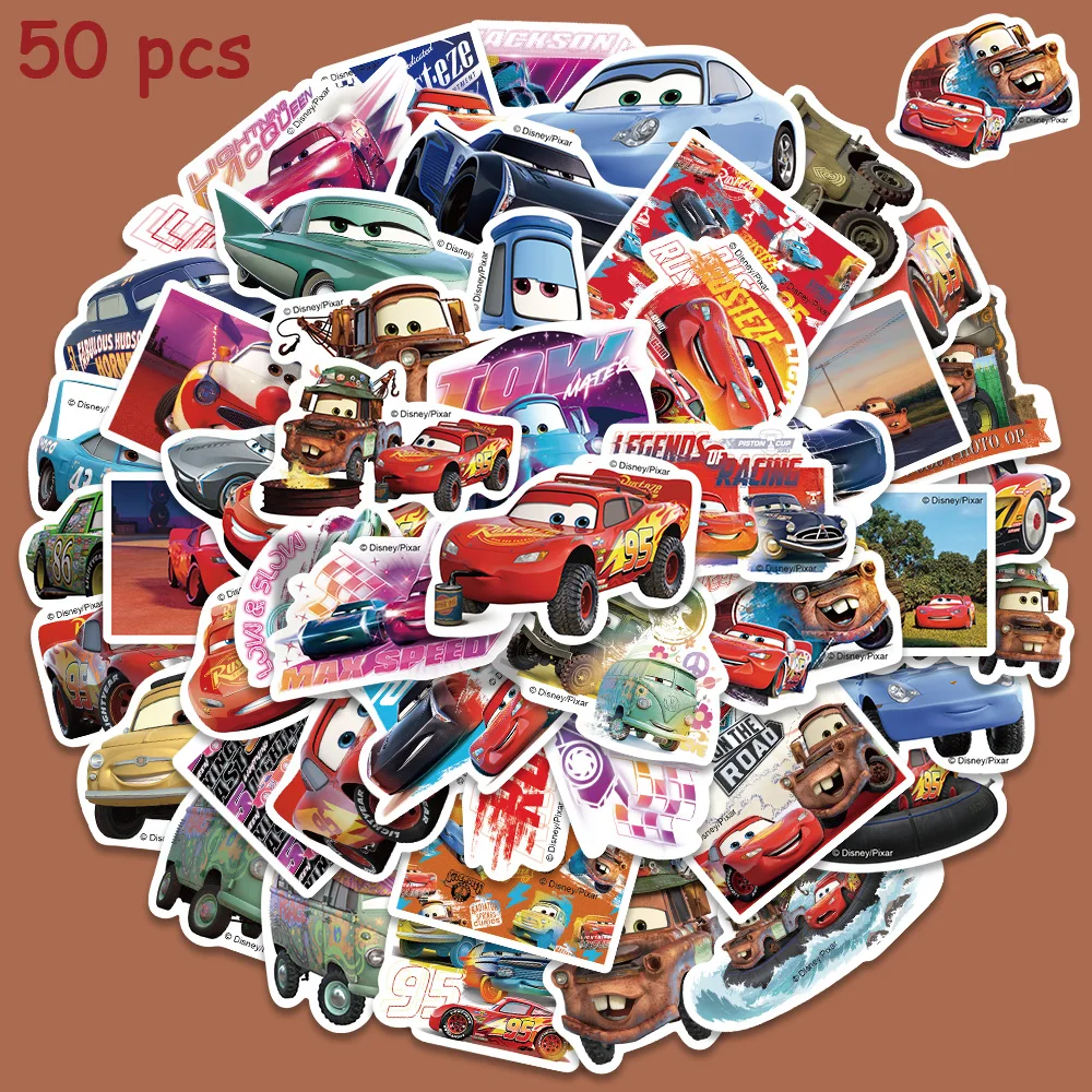 50Pcs Disney Cars Lightning Mcqueen Stickers Decalcomanie Estetiche Graffiti Per Bambini Laptop Bagagli Skateboard Scrapbook Sticker