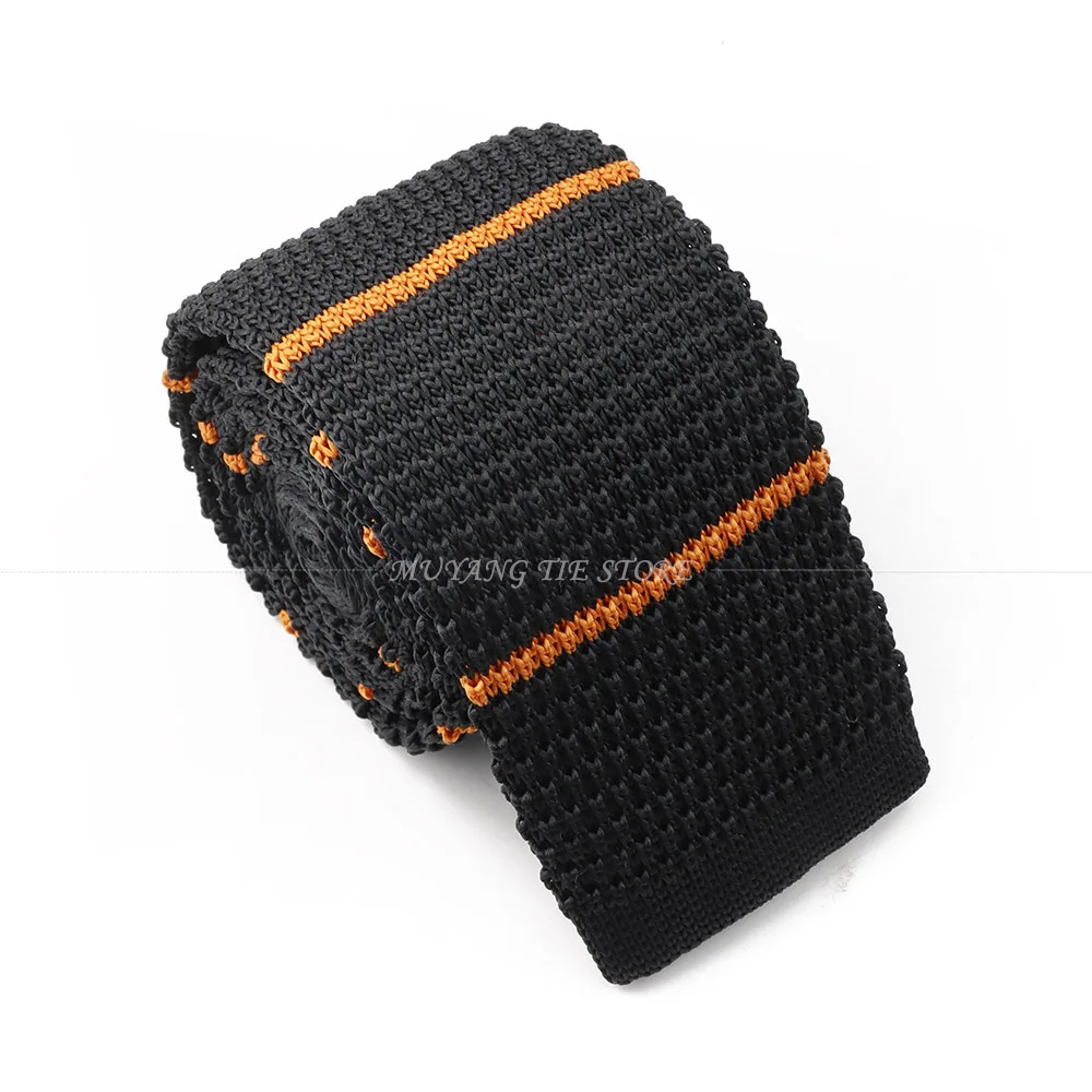 Men's Embroidered Striped Knit Slim Necktie – Stylish Designer Cravat