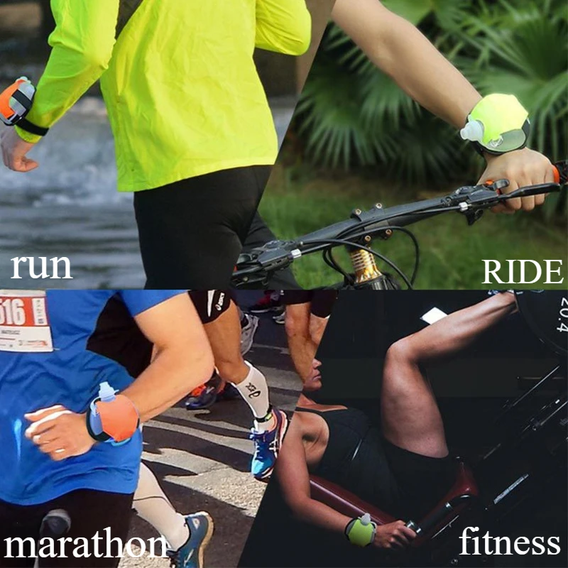 1pc 200ml Outdoor Sports Wrist Water Bottle Folding Mini Adjustable Reflect Light Run Light Silicone Rubber Portable For Cycling 3