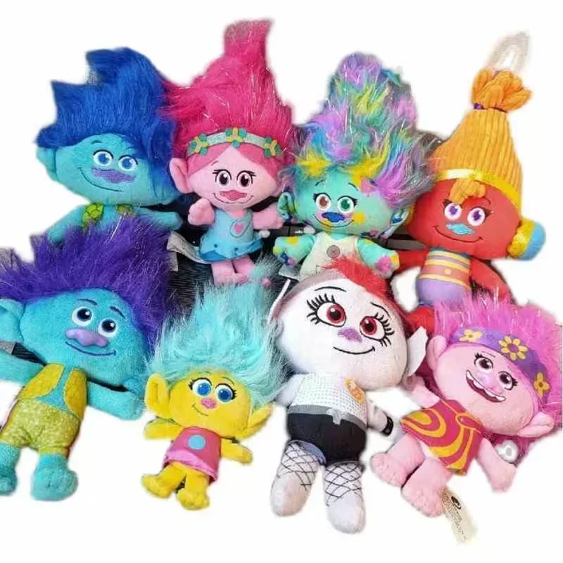 Trolls Plush Toy Magic Hair Plushie Dolls Anime Poppy Branch Elf Stuffed Figure Pendant Kids Children Christmas Birthday Gifts the amazing digital circus metal bookmark plush magic digital circus rabbit joker student stationery birthday gift for kids