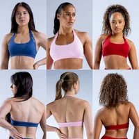 Impact Sports Bra With Logo Women Seamless Halter Bra Open Back Yoga Top Bras Medium Support Gym Crop Top Padded Sportswear 1
