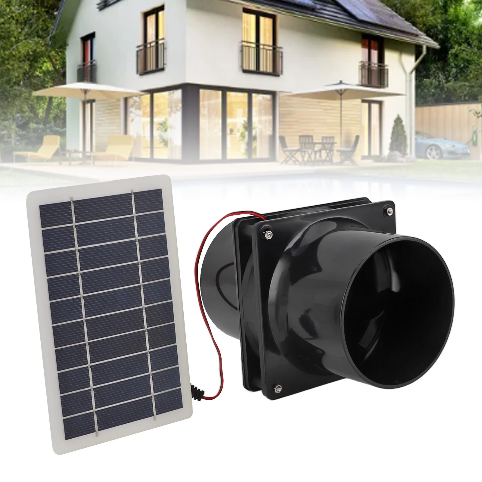 10W 12V Solar Powered Exhaust Fan For Round Pipe ABS Solar Panel Ventilation Fan Kit For Pet House Chicken Coop RV Greenhouse 10 ventilation fan