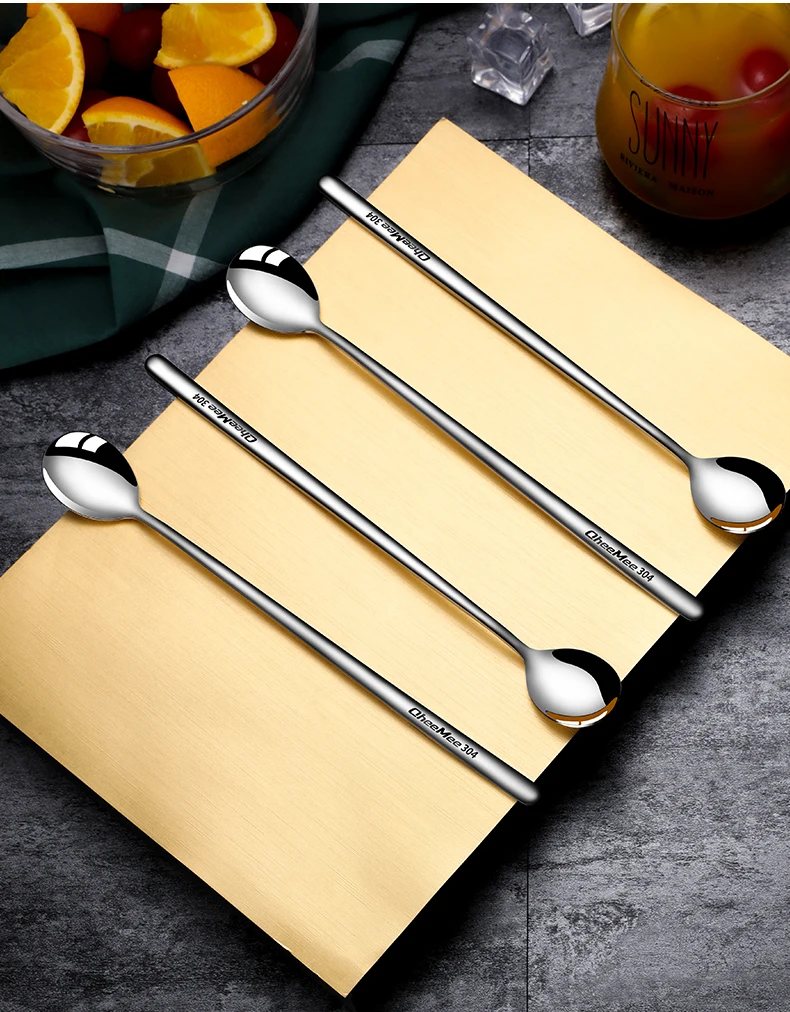 Description Picture 3 of item304 Stainless Steel Long Handled Spoon For Picnic, Kitchen Accessories, Bar Tools, Coffee, Ice Cream, Dessert, Tea Stirring