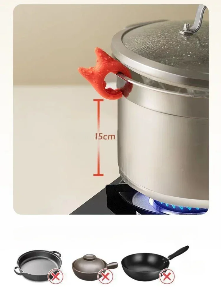 1PC Silicone Anti-overflow Pot Lid Clip Anti-scalding Spoon Holder Support Rack Kitchen Gadgets Universal Spatula Bracket Clip kitchen utensil holder kitchen accessories kitchen organizer kitchen tool silicone kitchen holder kitchen anti scald holder pot lid holder kitchen holder clip