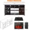Electric Fireplace TV Stand, with 25 Inch 1350W Reccessed Faux Fireplace, 3 Flame Setting, 4 Brightness Remote Control 4