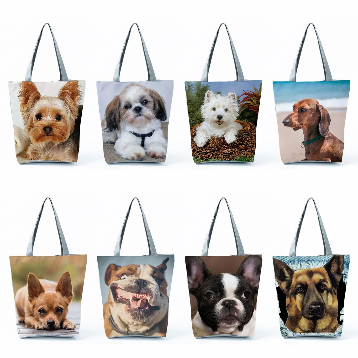 

Cute West Dog Handbags For Women Groceries Pug Retriever Shopping Bags Foldable Animal Large Capacity Shoulder Bag Customizable