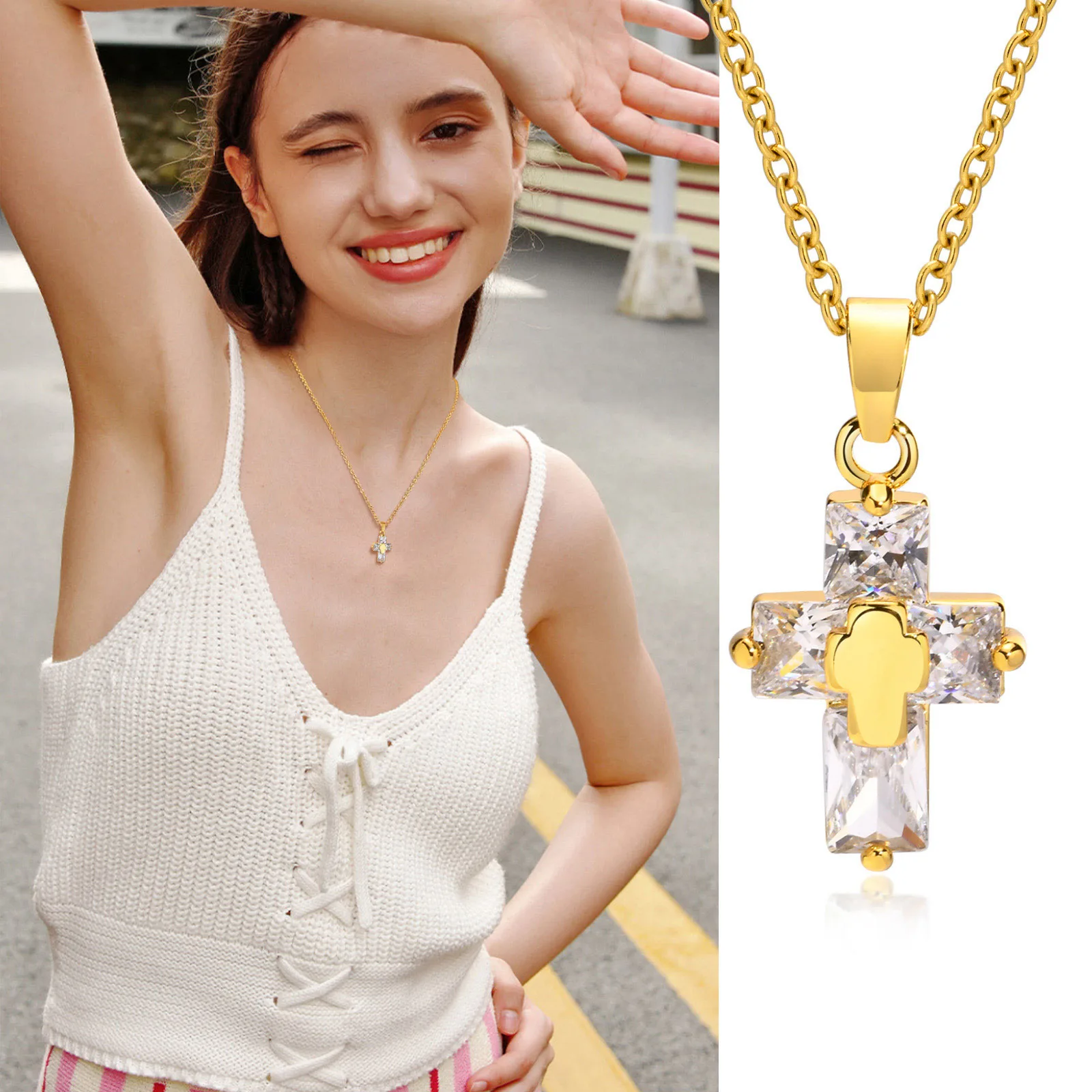 Double Dainty Cross Necklace – The Sis Kiss