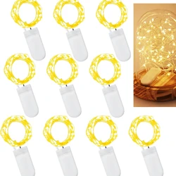 Enchanting 10 - Pack Fairy String Lights - 2M Silver Copper Wire with 20 LEDs, Battery - Powered Decorative Lights for Weddings, Parties, and Christmas (Warm White)