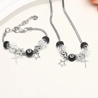 Nouveau noir No.8 boule léopard coeur étoile croix Bracelet collier Unique à la mode doux polyvalent personnalisé bijoux cadeau 1