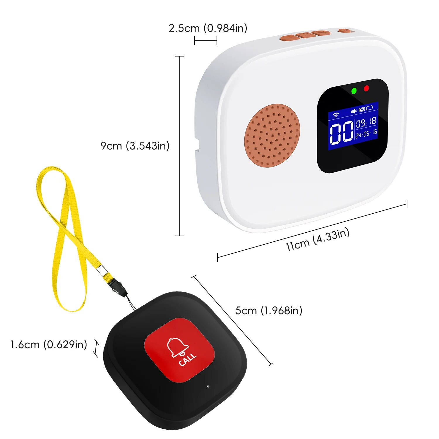 Medical Alert Button Emergency Alarm Button WiFi Caregiver Pager Nurse Call Button For Elderly Digital Display Hospital Alert System Call Bell Smart App For Restaurant