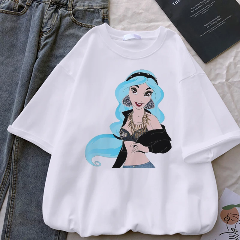 Alice In Wonderland T Shirt Women Cotton Tops Black Alice Snow White Princess Print Casual Short Sleeve 90s Fashion T-shirt t shirt palm angels