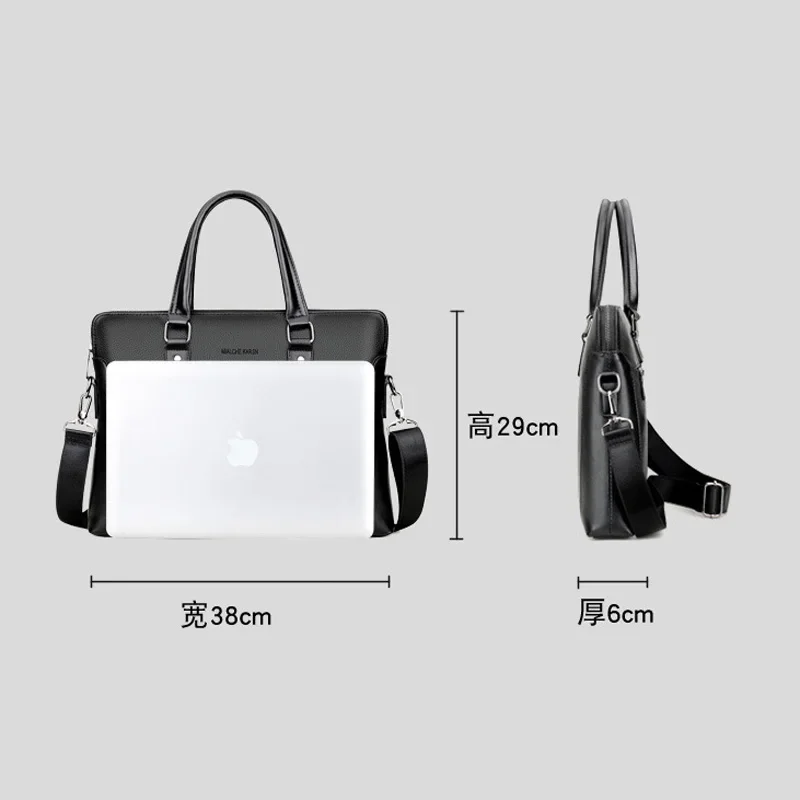 New Luxury Cow Genuine Leather Business Men's Briefcase Male Briefcase Shoulder Bag Men Messenger Bag Solid Tote Computer