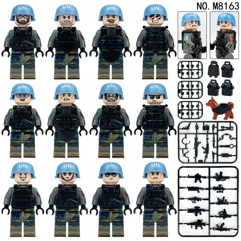 M8163 세계 평화유지군 미니어처 국경 간 도매 어린이용 소형 조립 블록 장난감 (무기 포함)