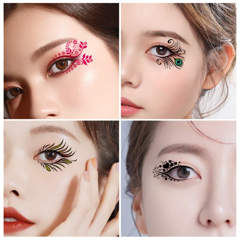 Temporäre Augen-Tattoos & Eyeliner-Aufkleber – 18 Blätter, Wasserfest, Für Halloween & Partys