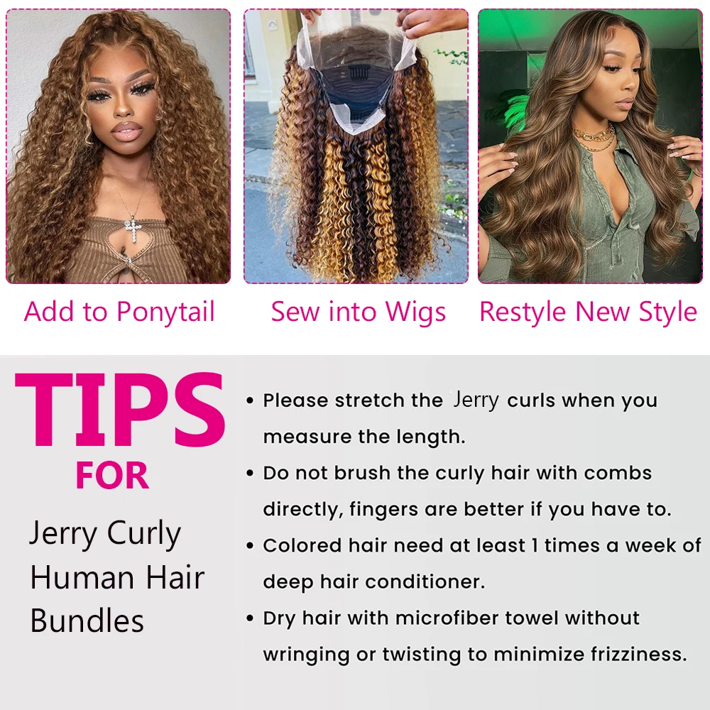 Burmese Curly Hair Bundles 55g/pcs Human Hair Bundle P4/27 Highlight Brown Mixed Honey Blonde Curly Hair Extension For Bob Style 6