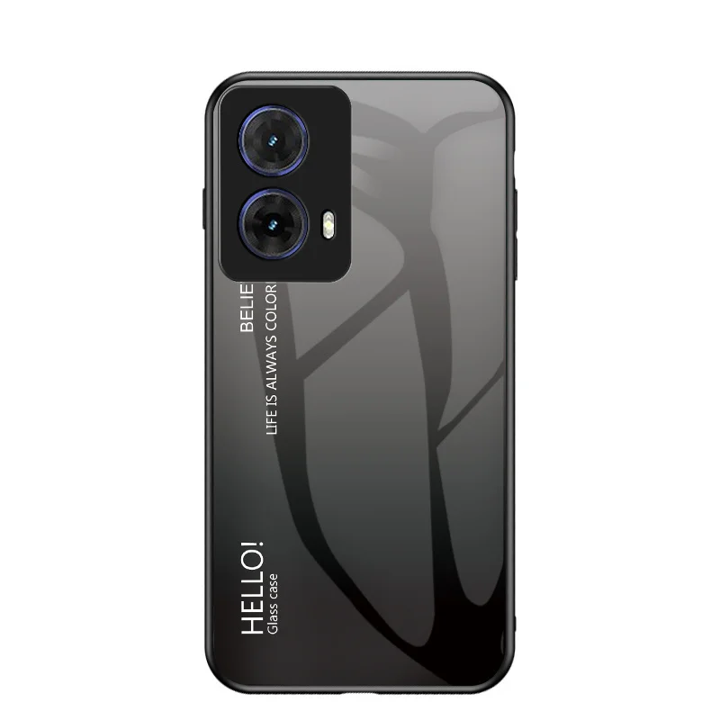 Gradient Tempered Glass Hard Back Cover with Silicone Bumper