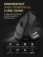 Souris Verticale Gaming RGB – Filaire/Sans Fil, 24000 DPI, Joystick & Boutons Programmables 2