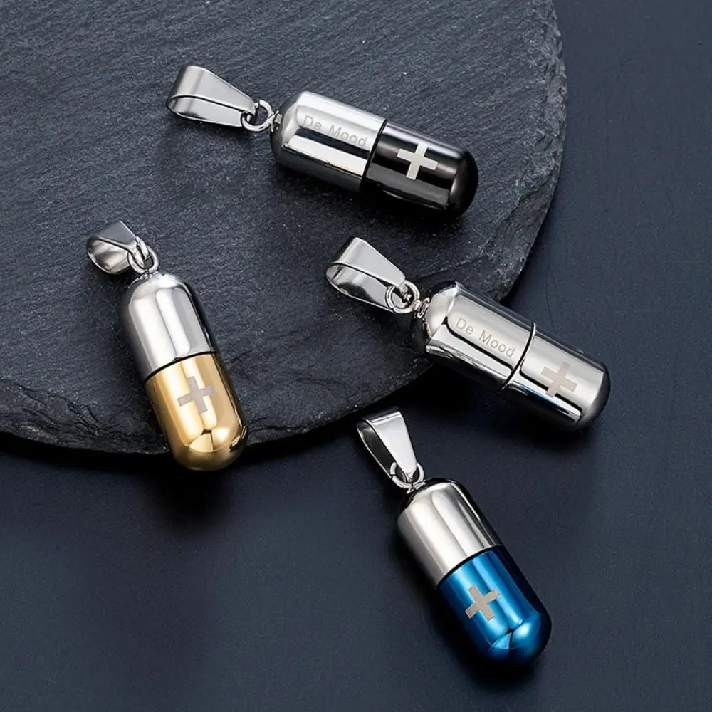 Stainless Steel Capsule Pendant Necklace for Men and Women
