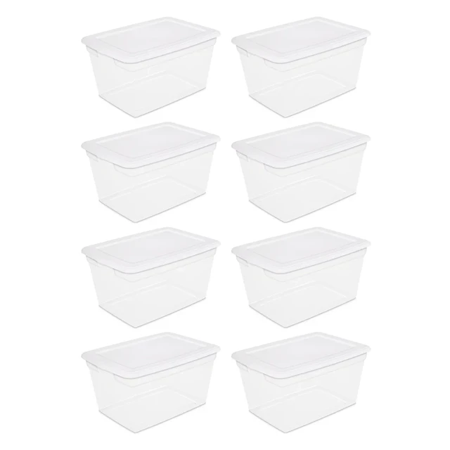 storage box organizer 17 Quart Snap Top Clear Plastic Storage Box, Gray,  Set of 8 - AliExpress