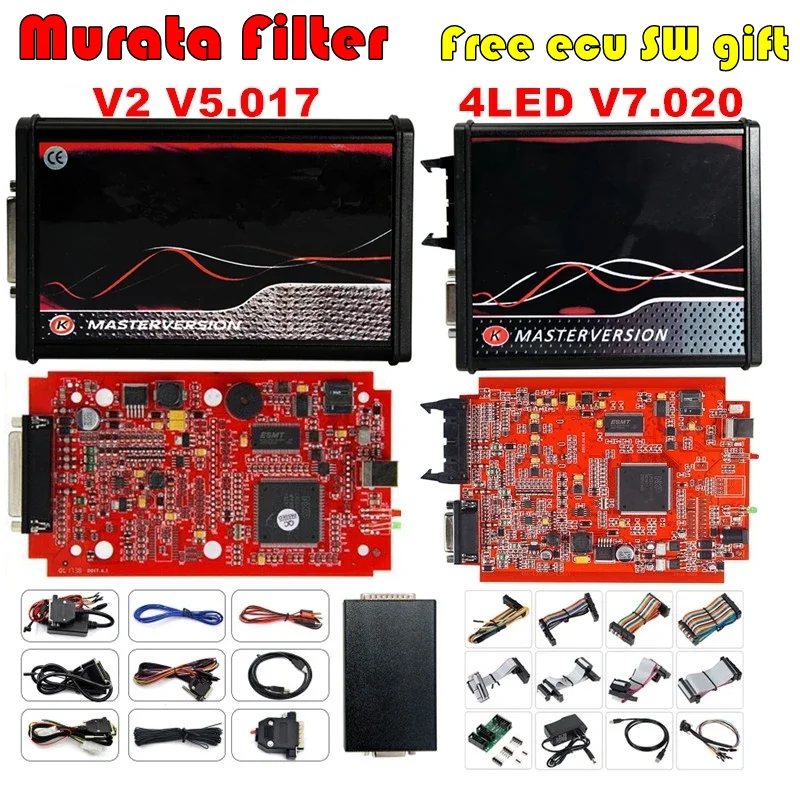 EU Red V2.80 KESS V5.017 KTAG V7.020 4 LED 2,25 Online KESS 5.017 K-TAG 7.020 OBD2 Diagnose-ECU-Programmierer Murata's Filter