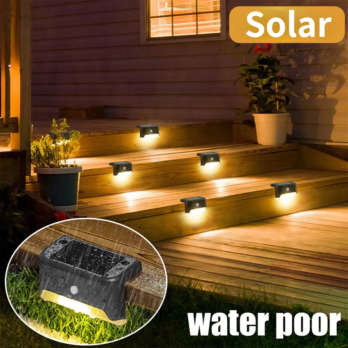 Solar LED Lights Outdoor Solar Lights IP65 Waterproof Solar Step Lamps Deck Lights Patio Courtyard Lighting Fence Garden Decor